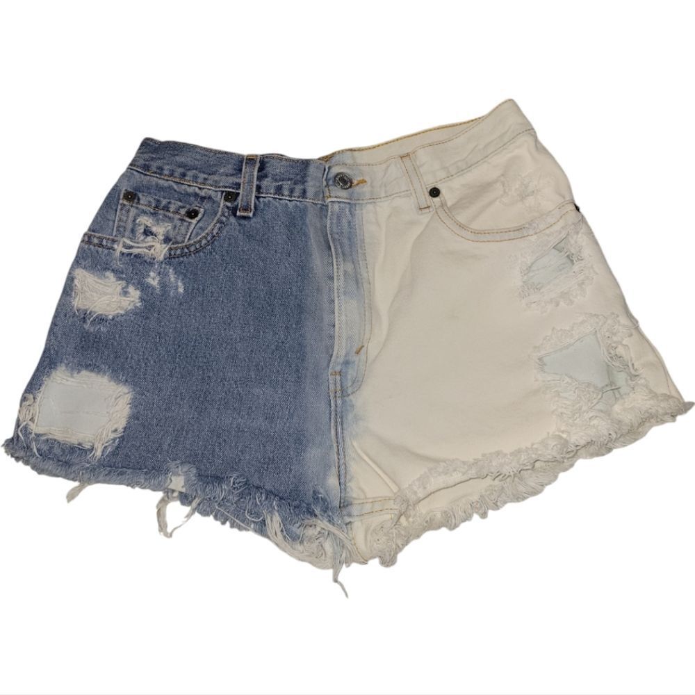 PETROS Vintage USA Levi's 501 Custom Redone Acid Dye Cutoff Denim Jean Shorts